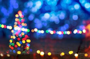 blue background with Christmas tree 