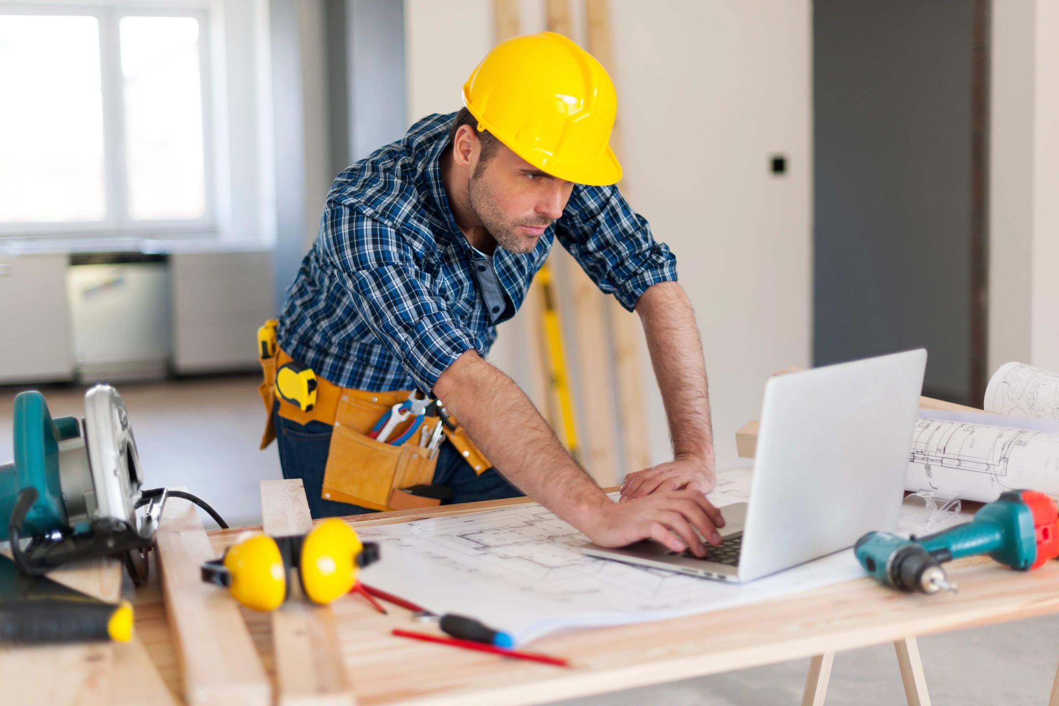 contractor at work table 