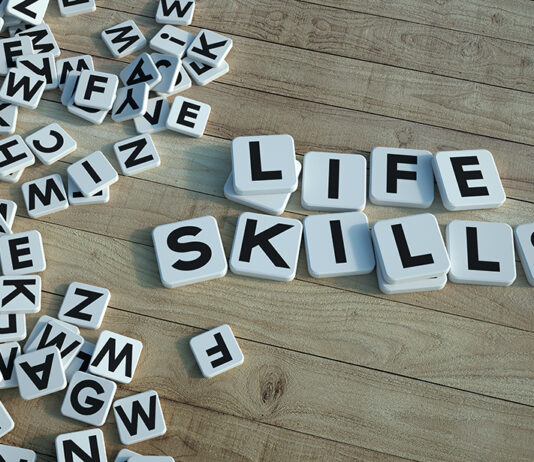 Life Skills Written In Letter Tiles Wood