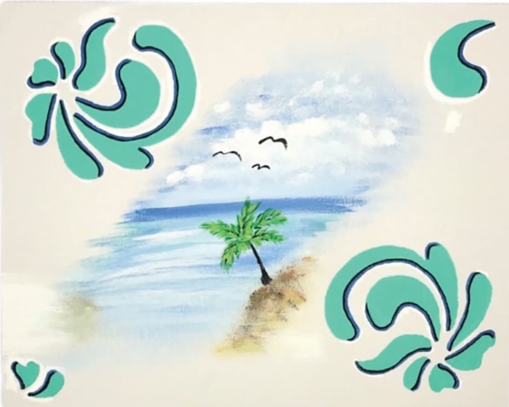 Maggie Kalina Palm With Birds On Shore