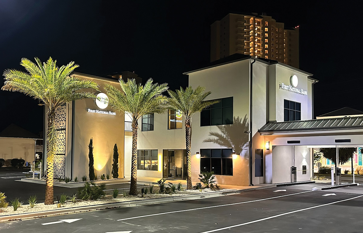 First National Bank stands in the heart of Miramar Beach
