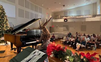 Harper At Piano On Stage Touched Up