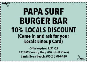 South Walton Life Coupons 2025 March Papa Surf Burger